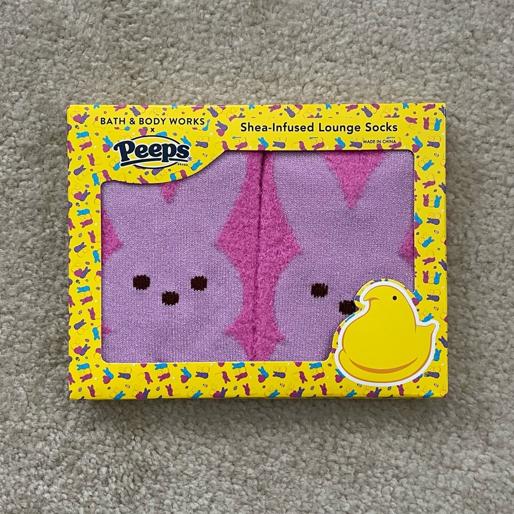 Bath & Body Works PEEPS Pink Marshmallow Bunny Shea-Infused Lounge Socks